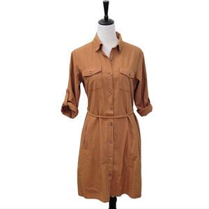 Speed Control Belted Full Button Down Dress 3/4 Sleeve Adjustable Size M
